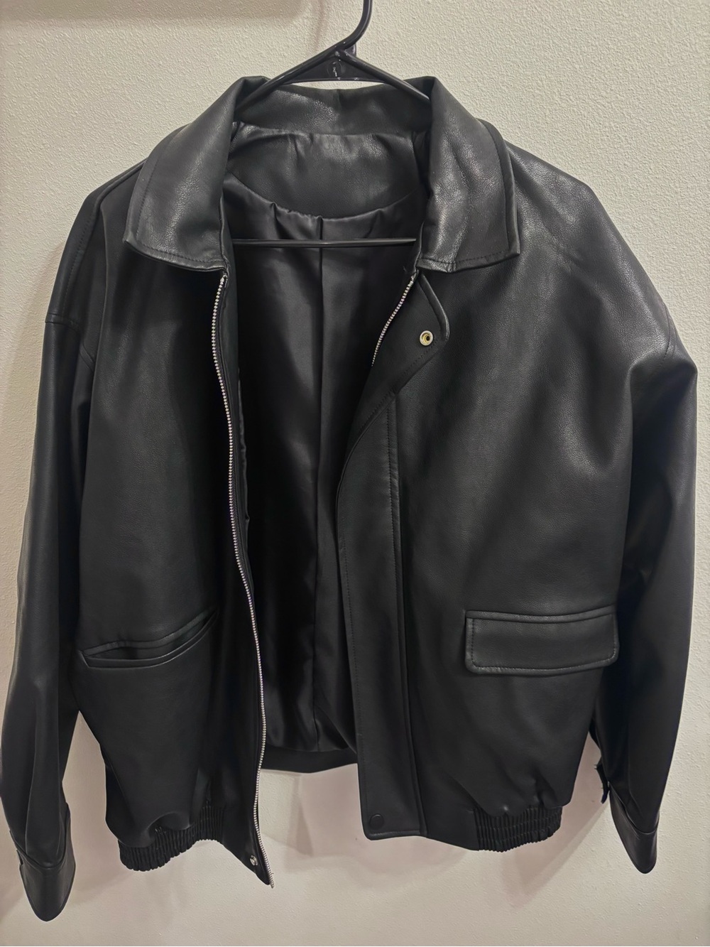 Black Leather-Style Jacket Like New
